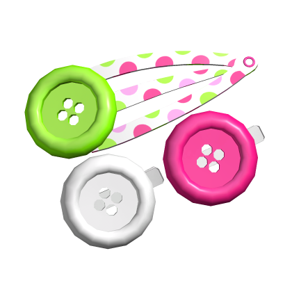 Gyaru XL Green & Pink Button Hairclips Roblox item