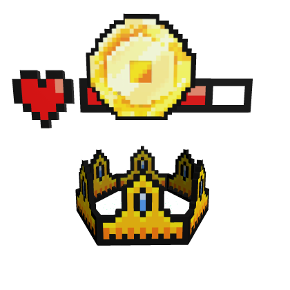 8-bit crown + hp bar + coin