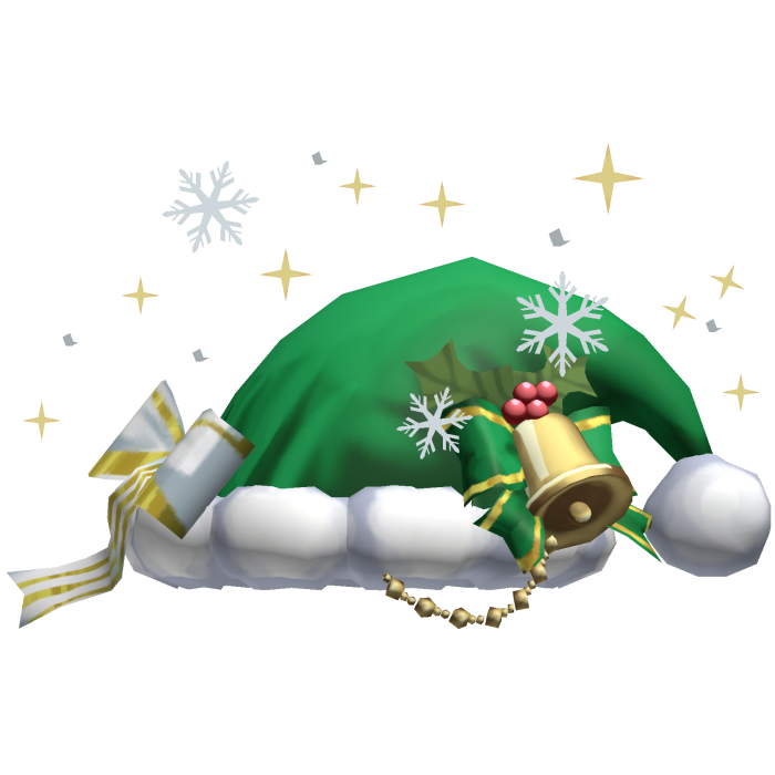 Green Christmas Santa Festive Hat w Snowflakes