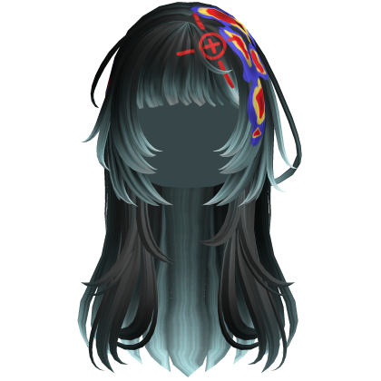Black Blue Heatwave Crosshair Punk Flowy Girl Hair