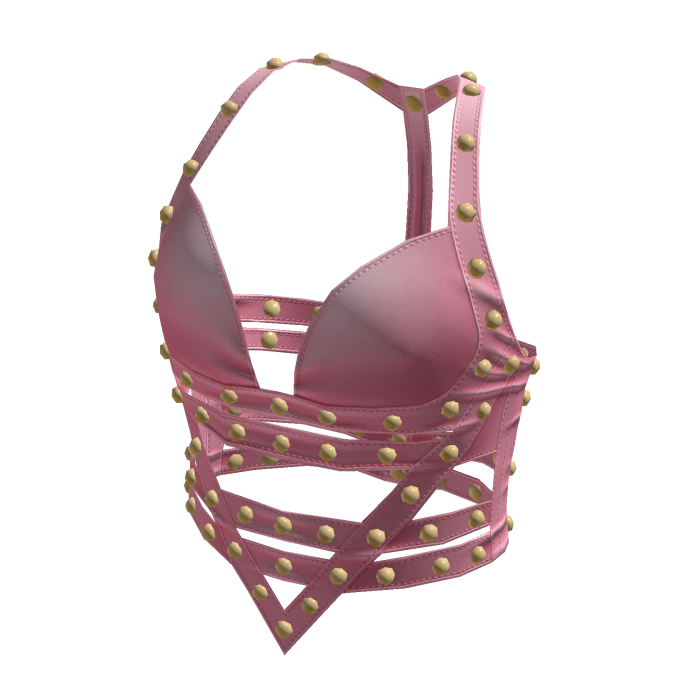 aprelle Y2k leather studded top pink