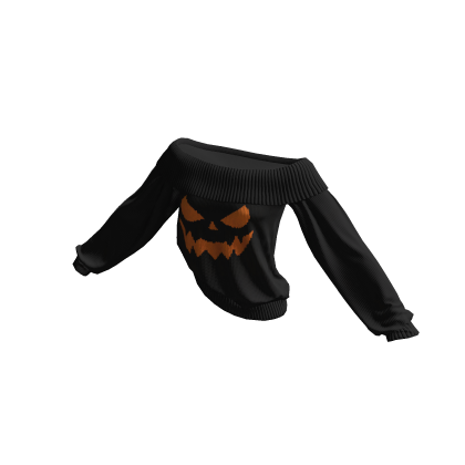 Black Halloween Knitted Off Shoulder Sweater