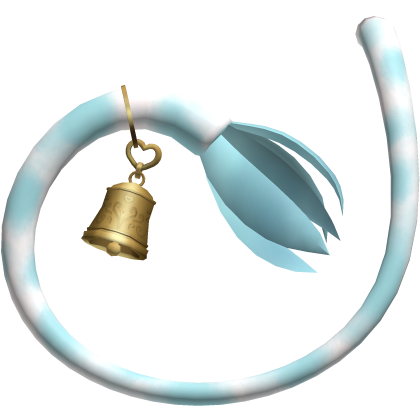 Curled Furry Cow Tail W Stylized Bell | White Blue Roblox item