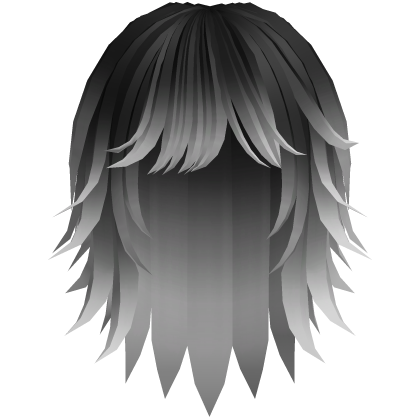 cute messy short moe hair in black white Roblox item