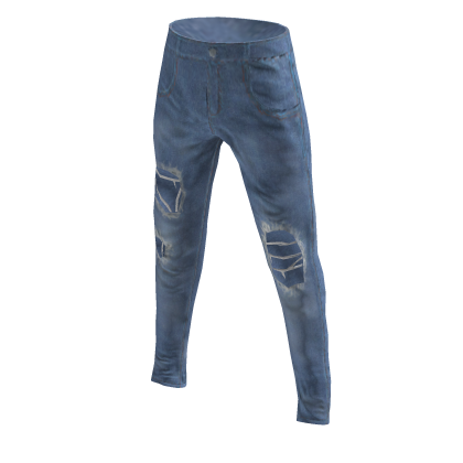 Ripped Denim Jeans - Blue Wash