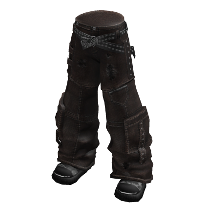 Y2K Brown Studded Belt Ripped Denim Jeans