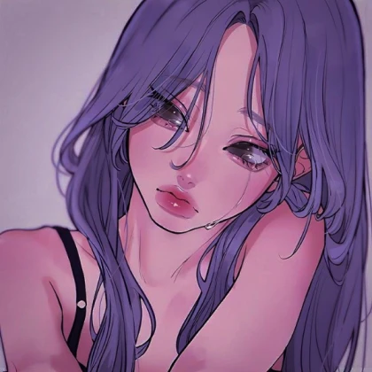 Purple-haired anime portrait