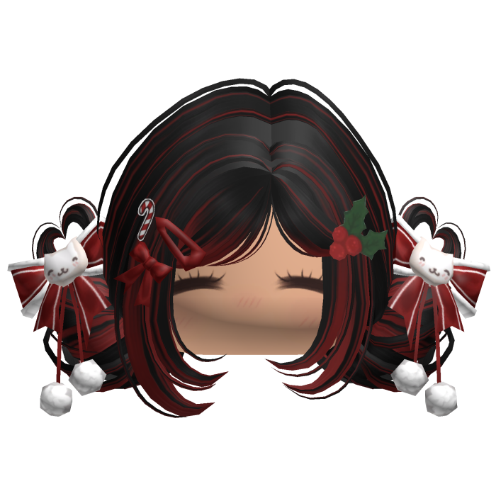 ♡ Christmas Buns w/ Bows (Black & Red)