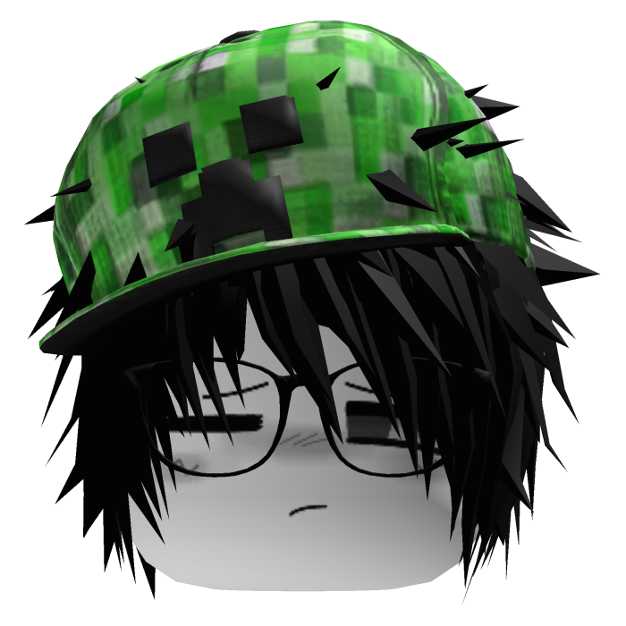 Vkei Black Hair w/ Creeper Cap & Glasses