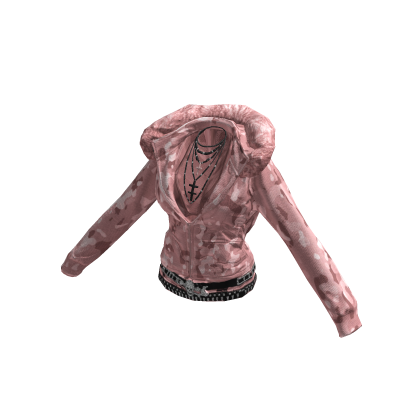 Fur Lined Pink Camo Zipup Crop Hoodie