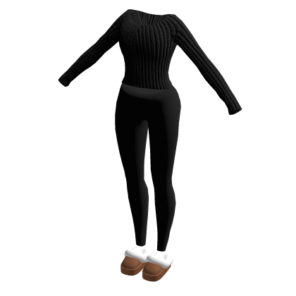 winter outfit w/ sweater and fluffy slippers thumbnail