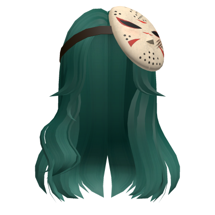 Halloween Cyan Hair with Jason Mask thumbnail