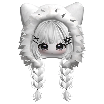 🍀Cute Girl Braided w/ Fur Hood(White)