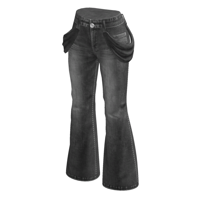 Flared Jeans with Hip Chains (Gray)
