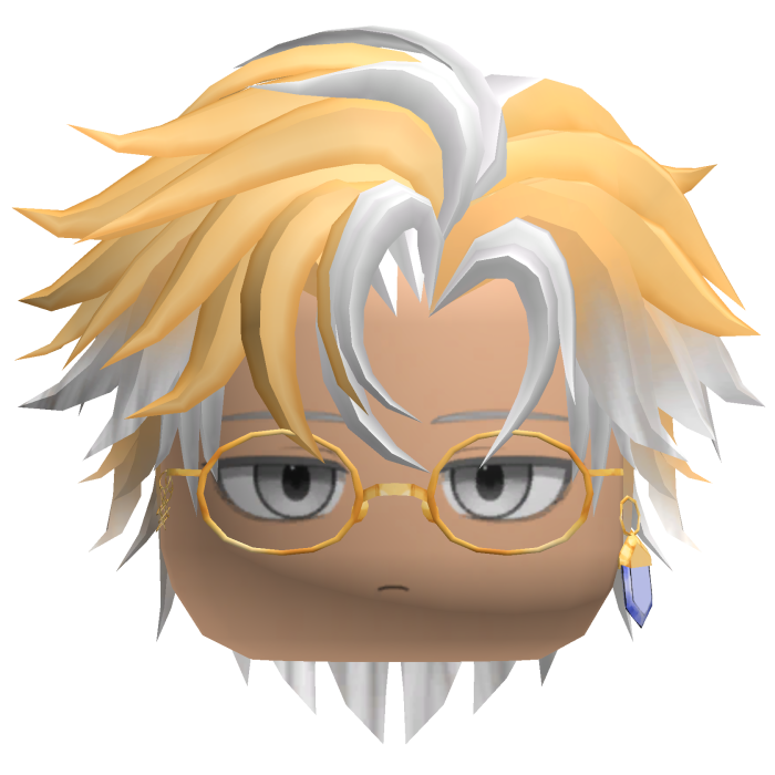 Messy Blonde White Hair w/ Gold Nerd Glasses 