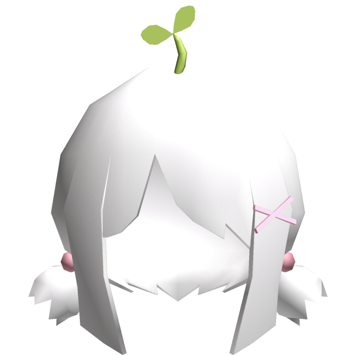 Kawaii Heisei Low Poly Sprout Pigtails White