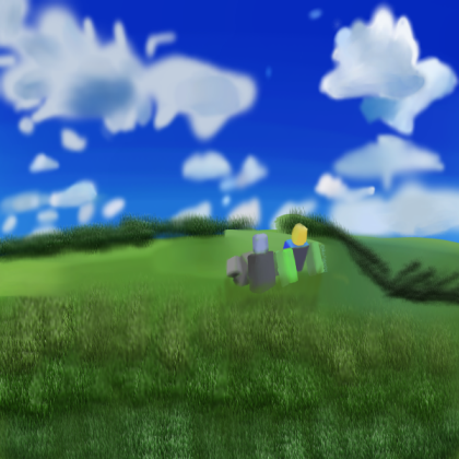 grass field with 2 innocent people Roblox decal