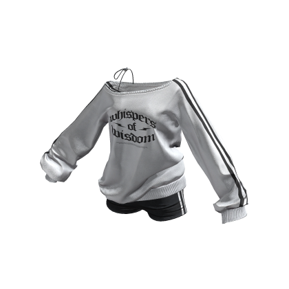 Oversized Off Shoulder Sweatshirt Set (White mix)