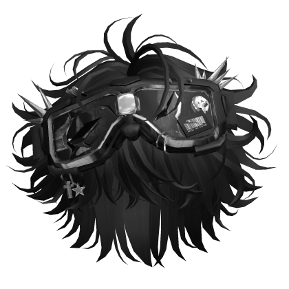 Black3 Messy Anime Hair w/ Punk Goggles