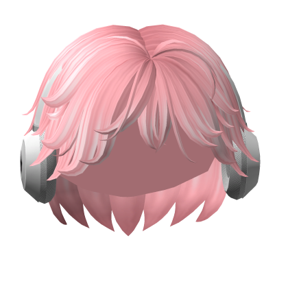Cheap Fluffy Hair w/ Headphones (Pink) Roblox item