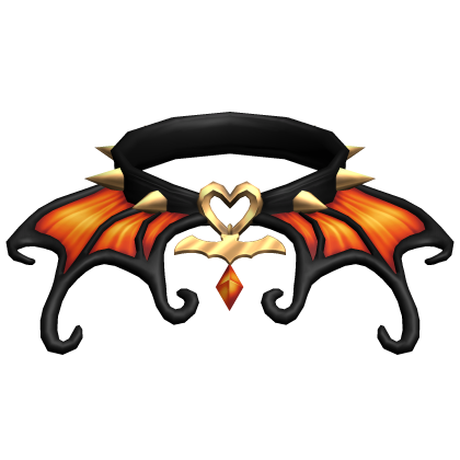Orange Gothic Batwing Spiked Heart Choker