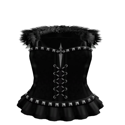 goth black emo studded dress w fur hood Roblox item
