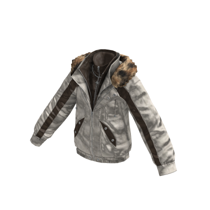 Y2K Fur Hooded Biker Jacket (White) thumbnail