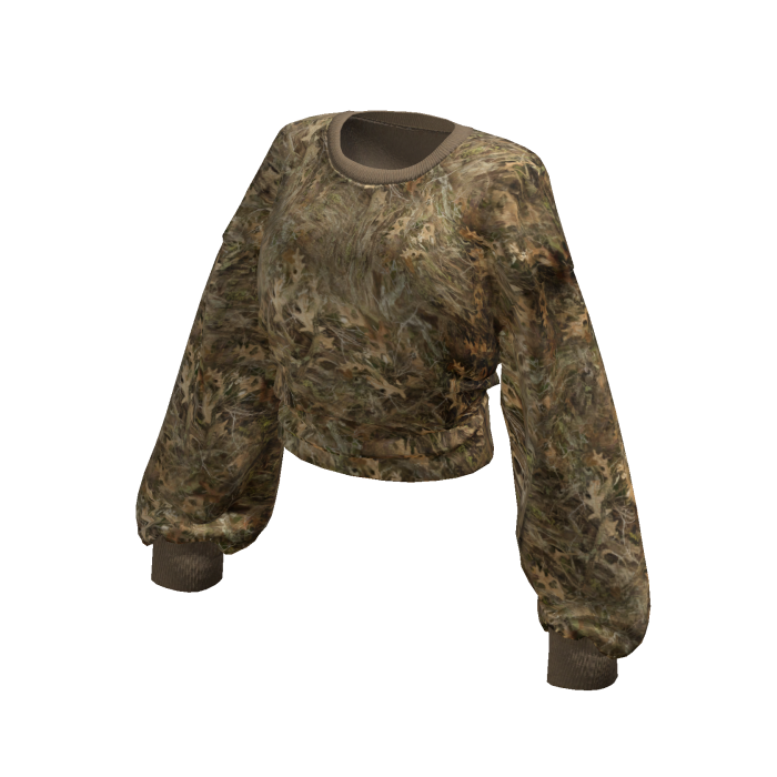 Camo Cropped Long Sleeve Baggy Sweater