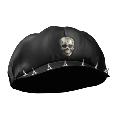 black gold emo y2k spikes skull punk beret cap | Roblox Item