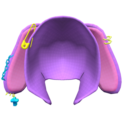 Vivid Purple Y2K Chained Bunny Hood