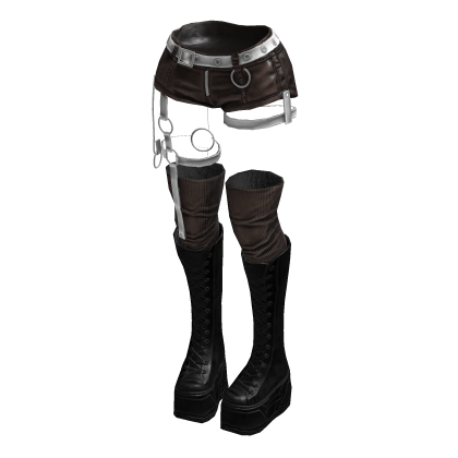 Gothic Emo Y2K Shorts boot straps (Brown White)