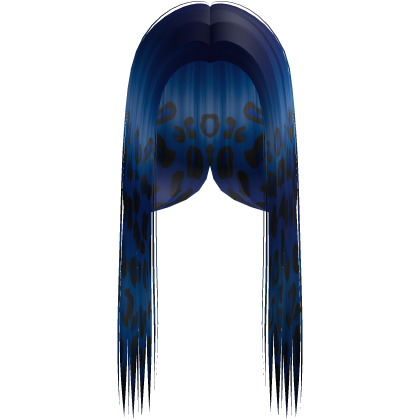 Blue Leopard Print Front-Swept Middle Part Hair
