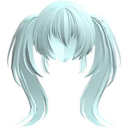 fluffy moe anime long ponytails teal