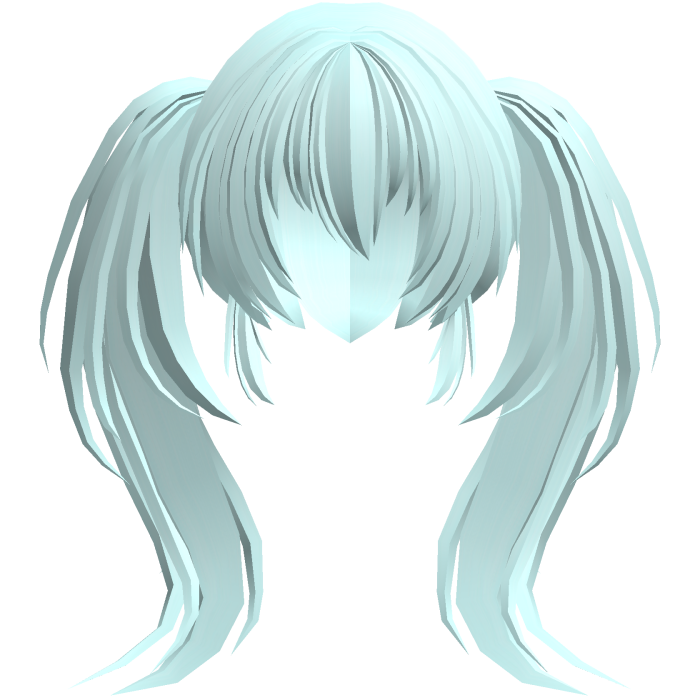 fluffy moe anime long ponytails teal