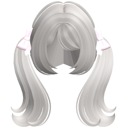 ‿੭ ♡ sweet ribbon pigtails in platinum blonde ⸝⸝ Roblox item