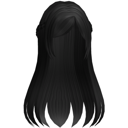 ♡ : long adorable half braid hair in black Roblox item