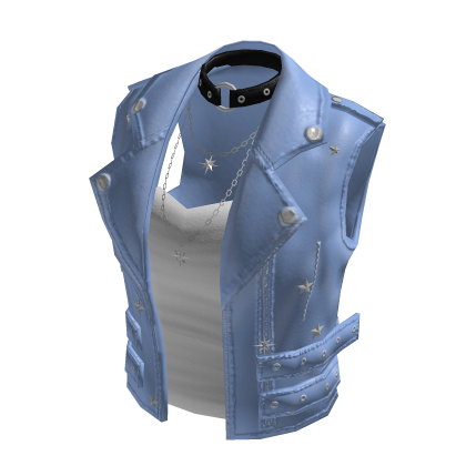 Biker Vest with Layered Top (Light Blue)