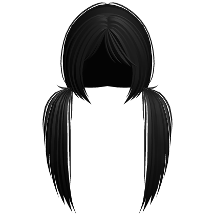 ♡ black scene emo long low pigtails Roblox item
