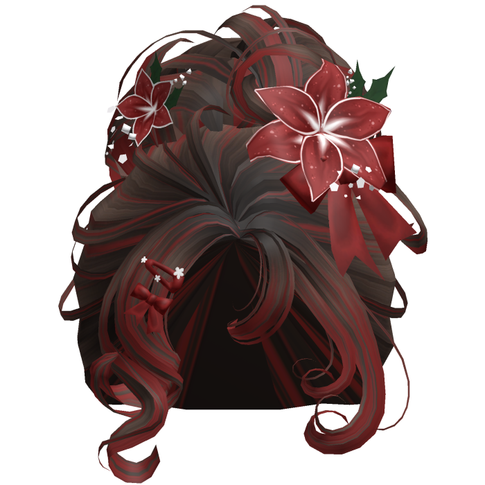 ♡ Christmas Flowery Bun Updo (Brown & Red)