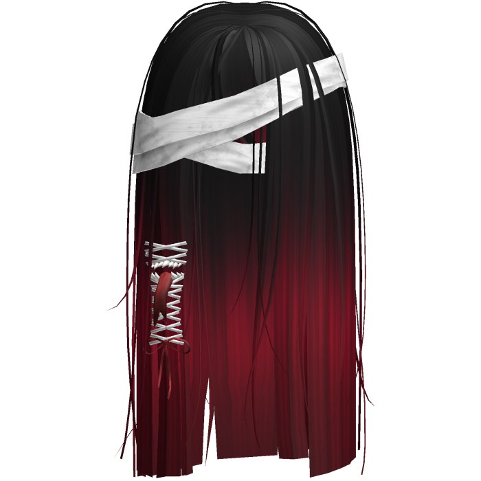 Creepy Black Red Monster Hair w White Bandages