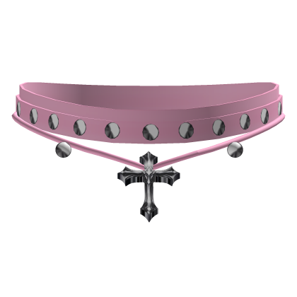 alt studded pink cross choker with piercings