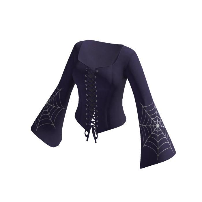 Lace Up Corset Top w/ Bell Sleeves (Navy)