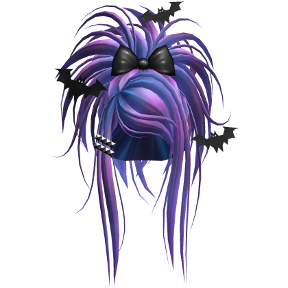 Gothic Bat Spiky Updo W/ Bow In Purple & Blue Roblox item