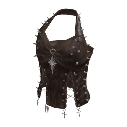 Halter Top with Stars and Front Tie (Brown)
