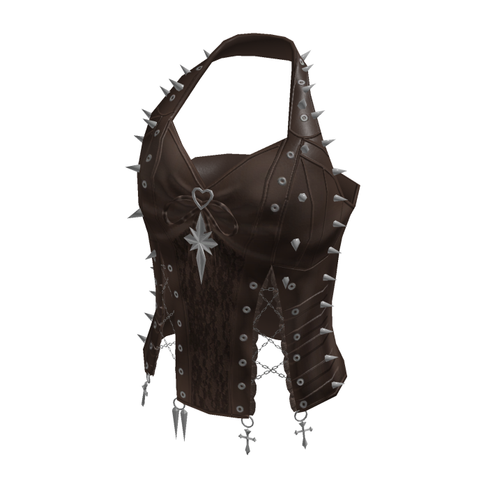 Halter Top with Stars and Front Tie (Brown)
