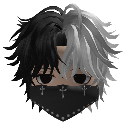 Layered Anime Hair w/ Bandana (Black/Silver)
