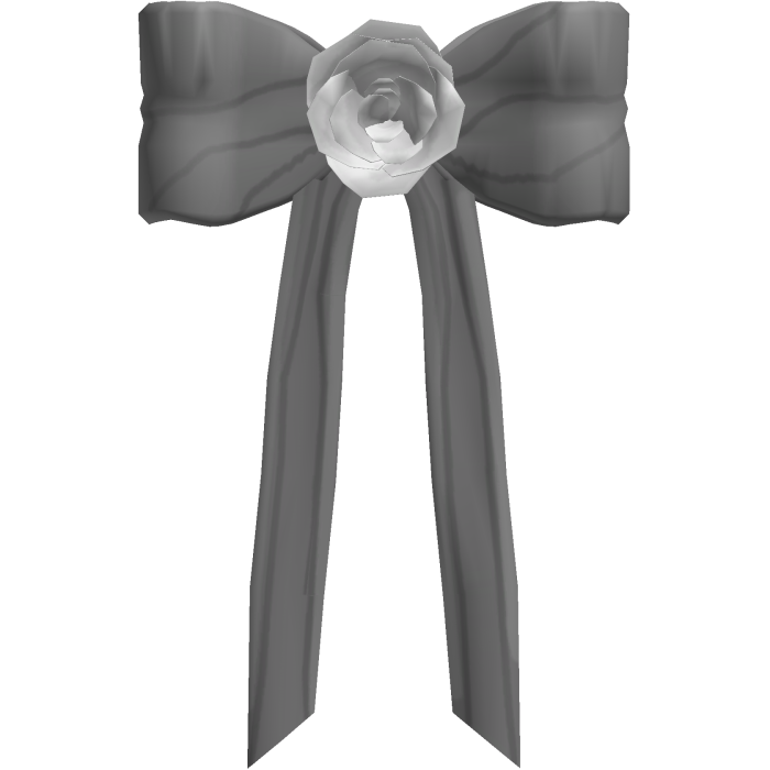 Rosette Ribbon Back Bow Grey and White