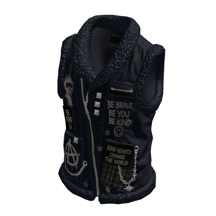 Punk Patchwork Biker Vest ⭐ (Blue)
