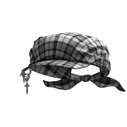 Cadet Grunge Y2K Tied  Cap (White and Black Plaid) Roblox item