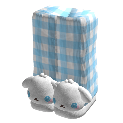 Baby Blue Bunny Slippers w Pjs Pants